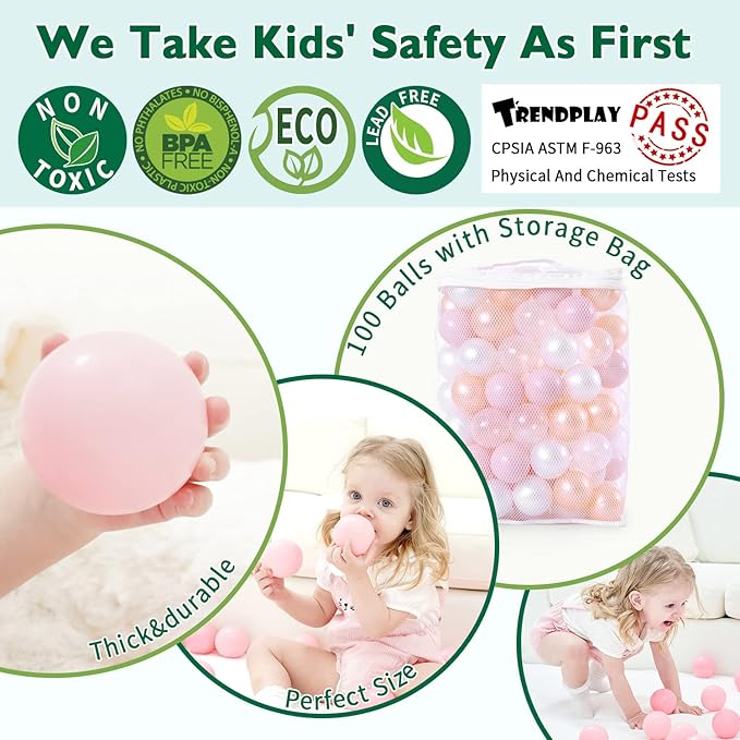 TRENDPLAY Plastic Balls for Ball Pits 2.2 Inch, Pack of 50 100 200 500 Hollow Balls, Perfect for