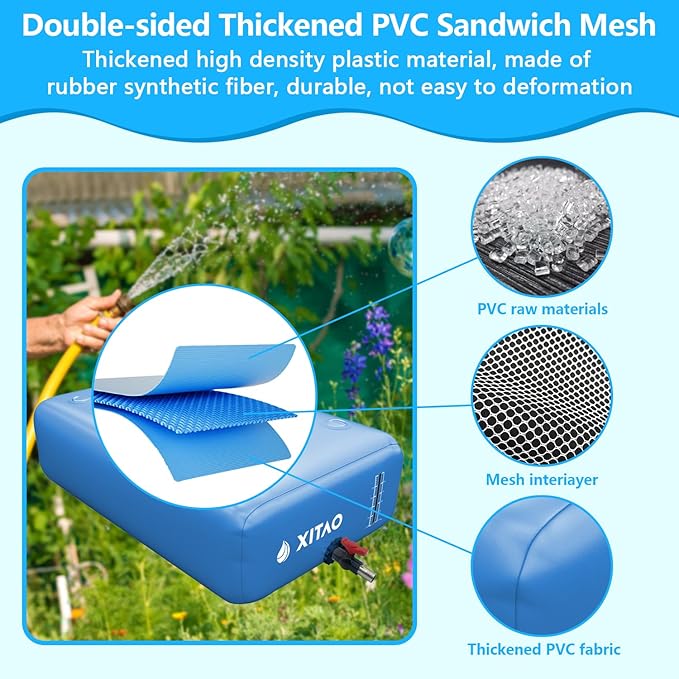 XITAO 105Gal Large Capacity Water Storage Bladder Containers w/Water Level Indicator Portable Foldable Emergency Water Tank Bag for RVs, Drought Resistance, Fire Prevention, Agricultural Irrigation