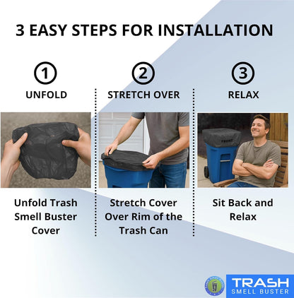 Outdoor Trash Can Cover Odor Eliminating Bag with Elastic Band Lemon Scented Durable 64 Gallon 3 Pack