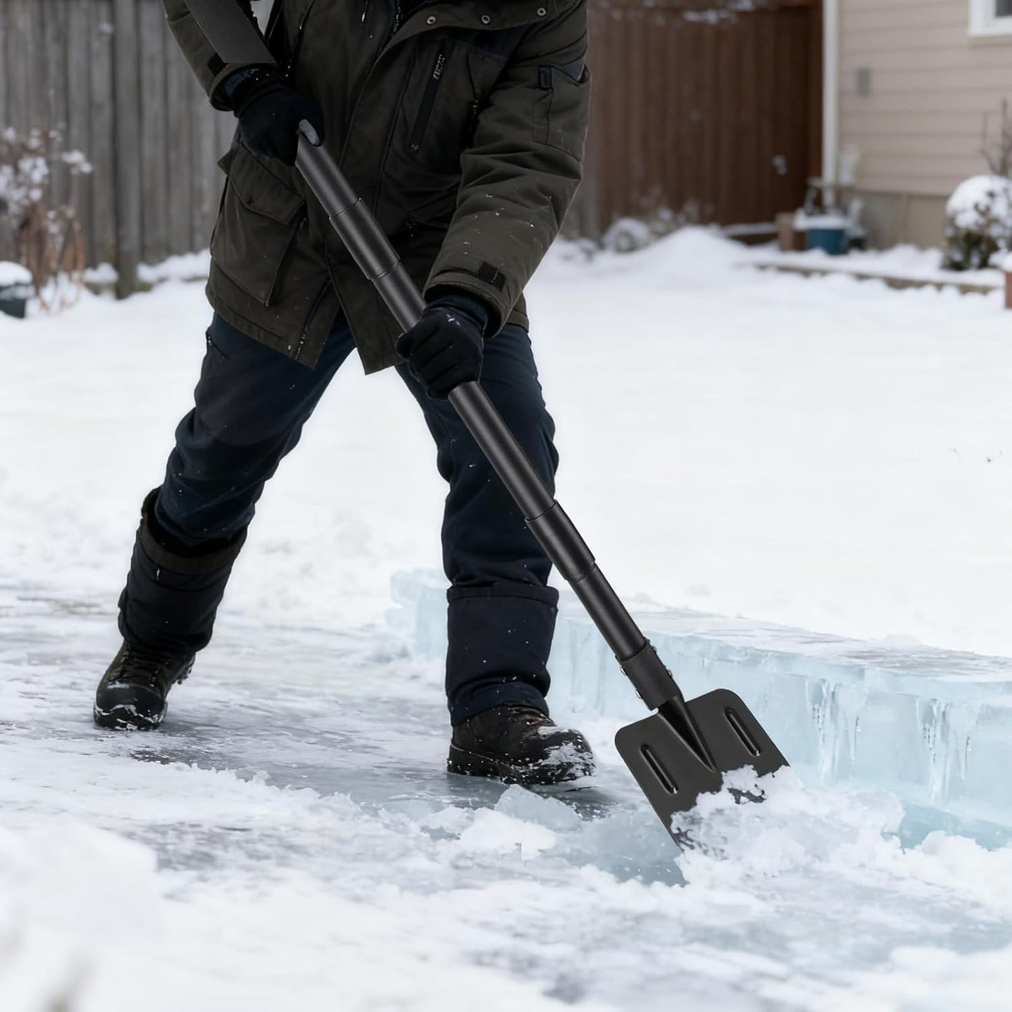 Ice Chopper, 67 Inch Stainless Steel Ice Scraper Heavy Duty Snow Shovel for Driveway Garages Yards Outdoor Stairs