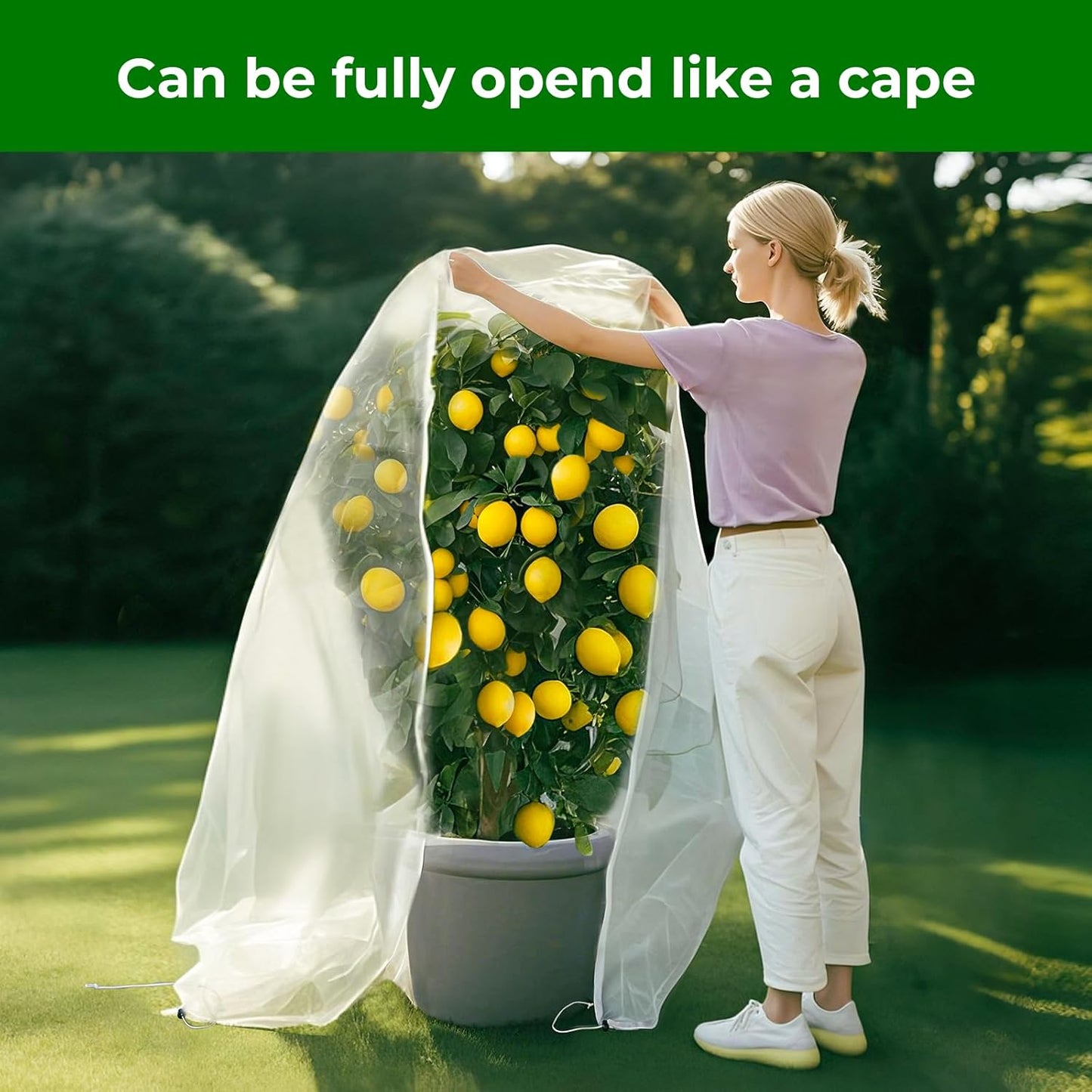 Fruit Tree Netting with Zipper & Drawstring - 8'x8' Garden Plant Net Pest Barrier to Prevent Cicadas Bird Squirrel Deer - Bug Protection for Blueberry Tomato with Fine Mesh Insect Cover(2 Pack)