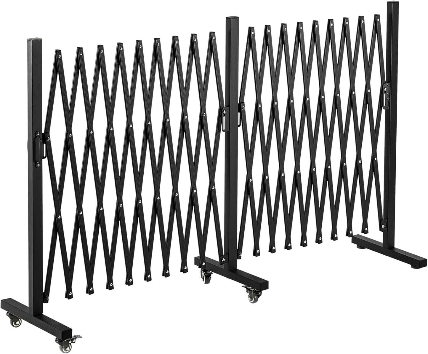 TECSPACE Aluminum Expandable Garden Fence, Portable Barricade Gate with Casters, Expansion Size 201×15.2×40.6 inches, Adjustable Flexible Fence Mobile Barricade Safety Barrier