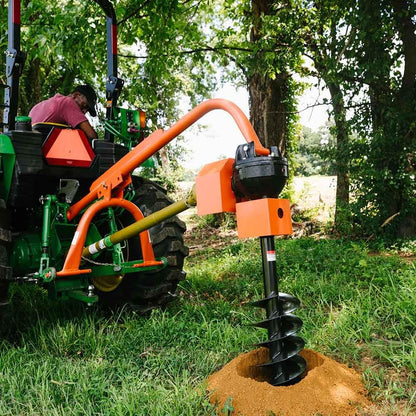 Titan Attachments 60 HP 3 Point Post Hole Digger with 9" Auger Attachment, Fits Cat 1 Tractors for Fence Post Holes, Deck Installation