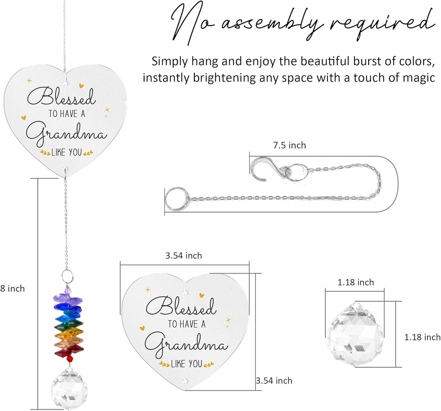 Gifts for Grandma - Nana Sun Catcher Birthday Gift - Crystal Suncatcher Rainbow Maker - Hanging Window Decor - Sentimental Keepsake - Gift for Grandmother from Grandkids