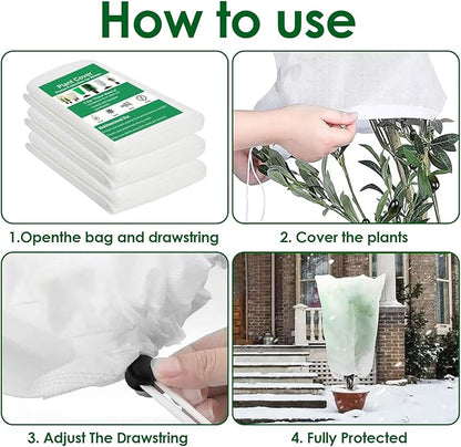 3 Pcs Large Plant Covers Freeze Protection 47.5" X 71.2",Reusable Winter Cold Weather Frost Blankets for Outdoor Plants with Drawstring and Zipper,Outdoor Tree Jackets (M:31.5"*47.5", White)