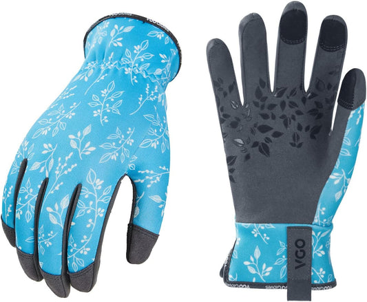 Vgo... Gardening Gloves for Women,Puncture-proof,Thornproof,Safety Work Gloves for Weeding,Digging,Touchscreen,Synthetic Leather(M,Blue,SL7476)