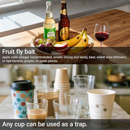 Fruit Fly Trap Covers, Double-Sided Sticky Adhesive Cards for Gnats, Fruit Flies, Moths, Kitchen Insect Control (49 Pcs)