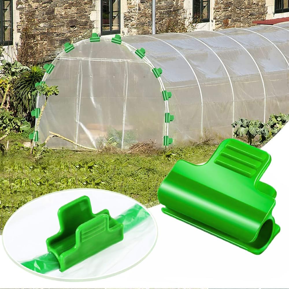 32pcs Greenhouse Frame Clips, 25mm Fixed Greenhouse Pipe Clamp Shading Film Row Tunnel Hoops Windproof Set for Greenhouses Plant Frame Shelter Netting Cover Replacement, for 24-26mm PVC Tubes