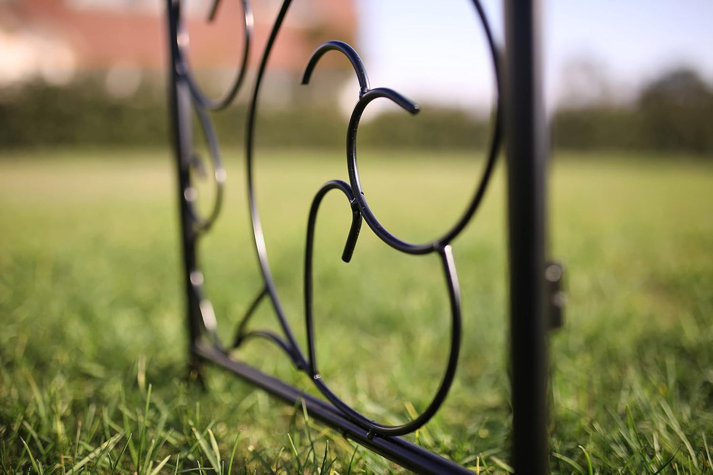 Steel 7'5'' High x 4'2'' Wide Garden Arch with Gate, Garden Arbor for Various Climbing Plant, Outdoor Garden Lawn Backyard