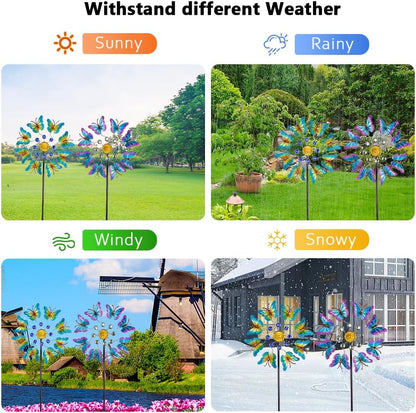 Viveta 2Pack Garden Wind Spinners,Outdoor Metal Butterfly Wind Sculpture, Windmill Wind Spinner for Outdoor Yard Patio Lawn & Garden,12.5''Dia