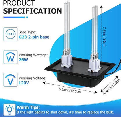 Qualirey 26W HVAC UV Light Sanitizer Air Purifier for Whole House, 110V Dual UV UVC Light in Duct for HVAC Duct Filter, UV Duct Air Purifier for AC Air Conditioning