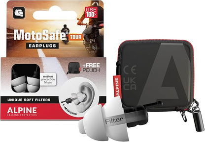 ALPINE HEARING PROTECTION MotoSafe Tour Reusable Ear Plugs – Motorcycle Ear Plugs – Noise Reduction
