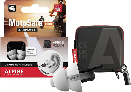 ALPINE HEARING PROTECTION MotoSafe Tour Reusable Ear Plugs – Motorcycle Ear Plugs – Noise Reduction