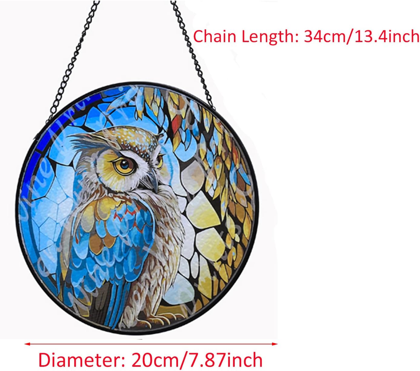 Hanging Stained Glass for Windows,20cm/7.87inch Owl Suncatcher Stained Glass Garden Hangings Ornaments Mother's Day Valentine's Day Halloween Fall Christmas Decor for Home (B Style)