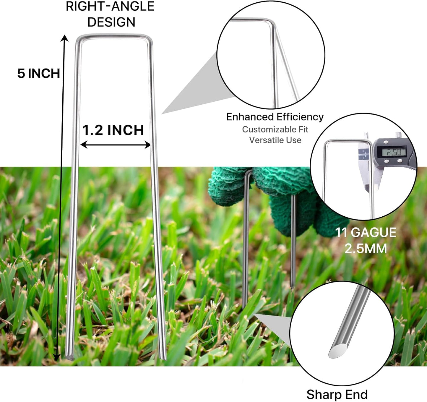 4 Inches Landscape Staples,Galvanized Garden Stakes Yard Stakes Garden Staples Prefect for Weed Barrier Fabric,11 Gauge Landscape pins for Tent,Balloons, Irrigation Tube. (5 Inch 80 Pack)