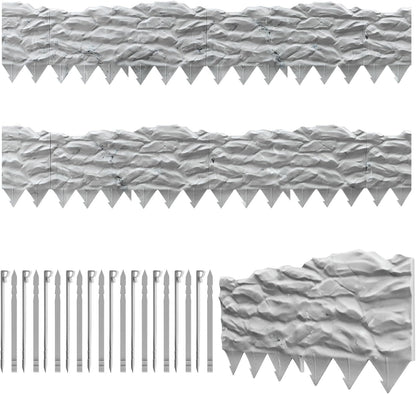20Pcs Garden Edging Border, 21Ft Marbled Design Garden Landscape Edging Borders with 20 Pcs Stakes, Plastic Garden Fence Lawn Edging Border for Flower Bed, Yard, Patio, and Pathway Landscaping