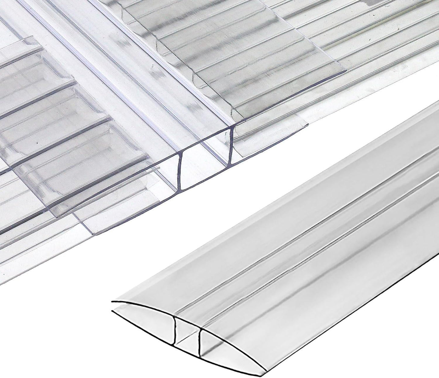 Polycarbonate Greenhouse Panels Connectors - 0.4" Thick, Fit 10mm or 8mm Twin-Wall Polycarbonate Panels, Join 2 Pieces of Panels Together, 4-Foot Length, 10 Pieces (H Connectors 10mm-4ft)
