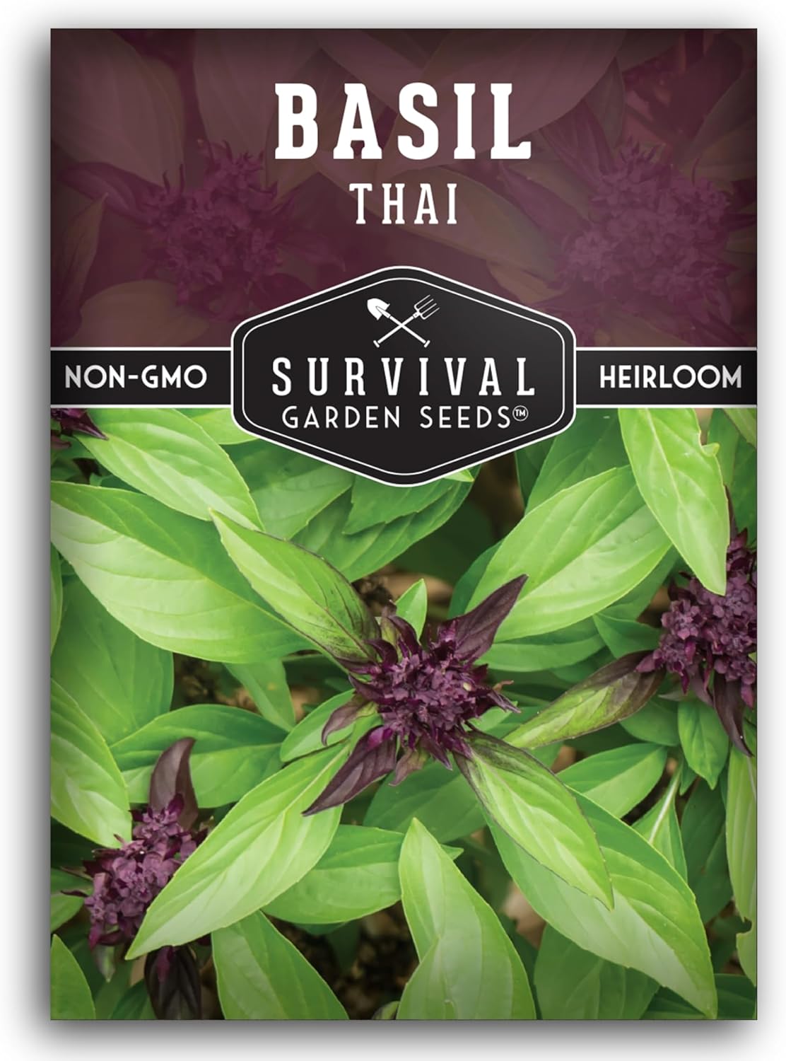 Survival Garden Seeds - Thai Basil Seed for Planting - 1 Packet with Instructions to Plant and Grow Asian Basil Indoors or Outdoors in Your Home Vegetable Garden - Non-GMO Heirloom Variety