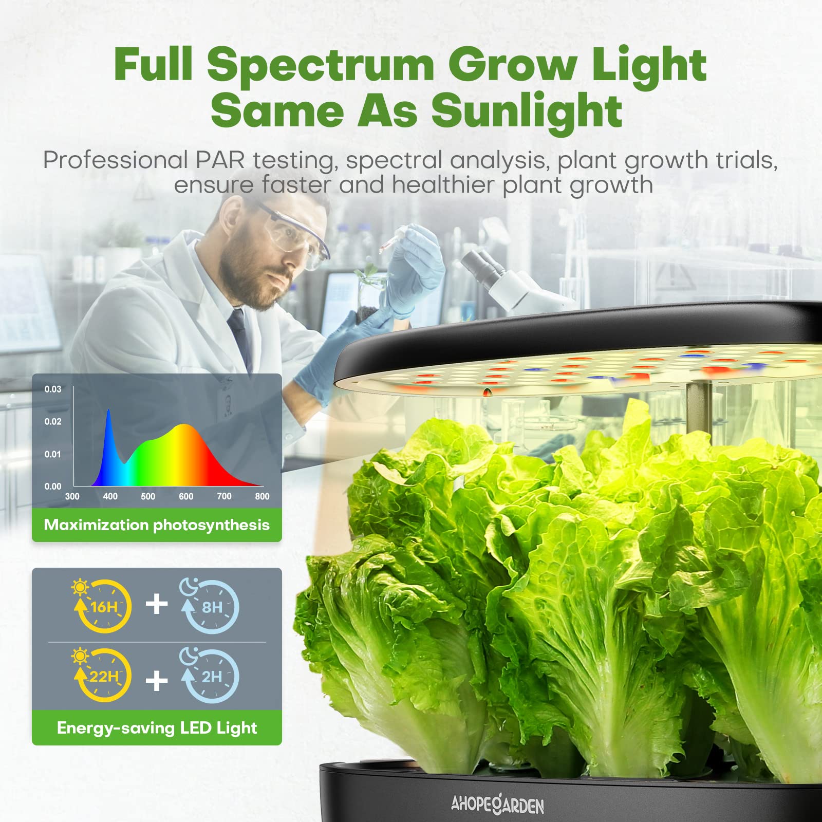 Ahopegarden Hydroponics Growing System: 12 Pods Indoor Herb Garden with LED