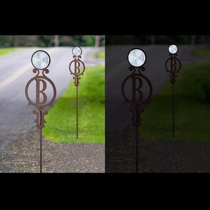Touch of Class Pathways Reflective Driveway Marker Stake Set of Two for Outdoor Use | Custom Monogram Initial Design | Personalized Tall Reflector Set of 2 | Weathered Bronze Durable Finish