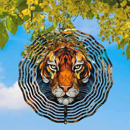 Metal Tiger Wind Spinner Gift for Boy Girl Kids Colorful Tiger Hanging Wind Spinner for Outdoor Garden Decor Animal Wind Sculptures for IndoorOutside Lawn Yard