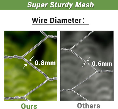 Chicken Wire Fencing Mesh, Galvanized Hexagonal Floral Chicken Wire, Outdoor Anti-Rust Chicken Wire Poultry Netting for Garden Fence (1 ft x 100 ft, Hot-Dipped)