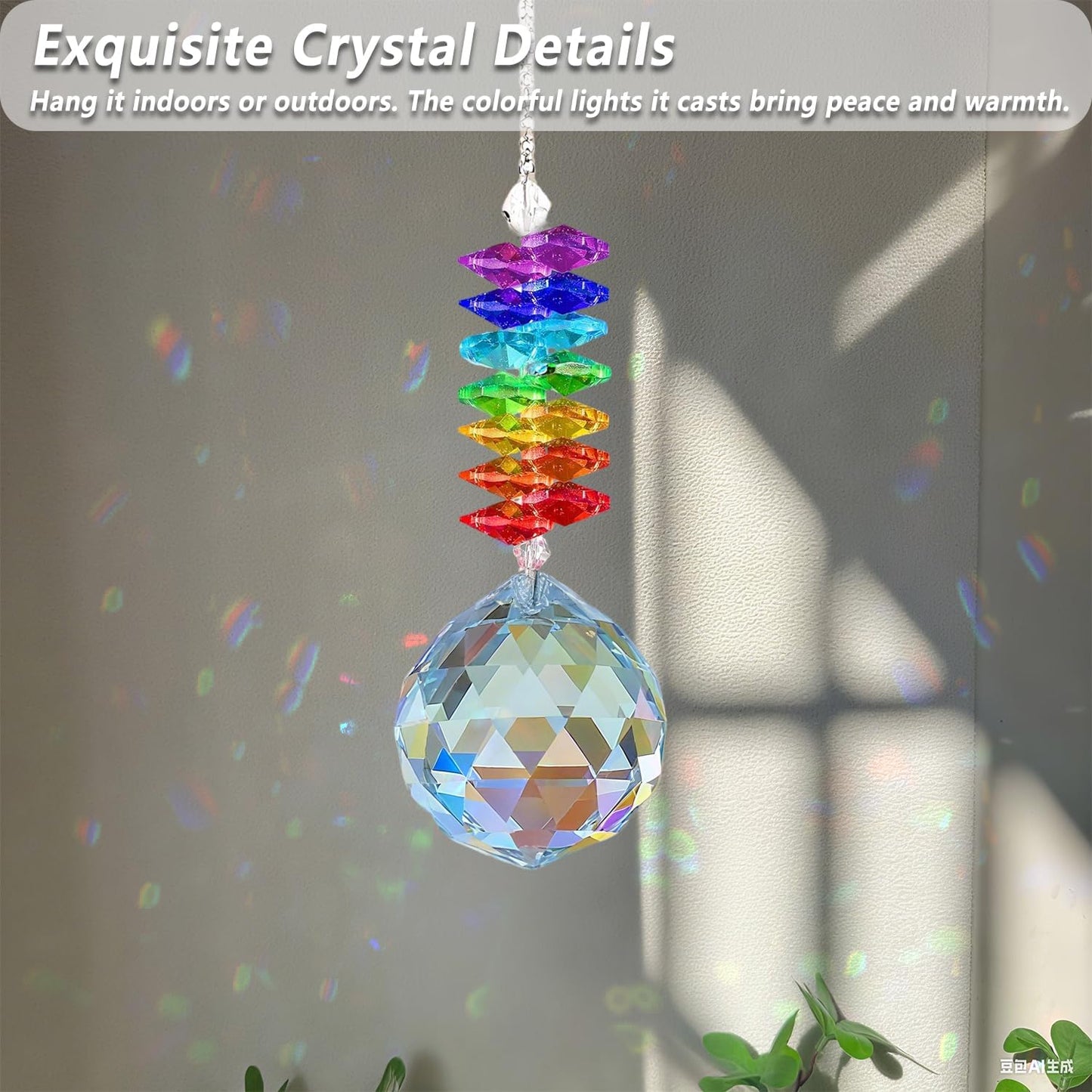 13.8 - Inch Crystal Sun Catchers Indoor Window - A Heart - Felt Memorial Hanging Crystal Suncatcher for Bereaved