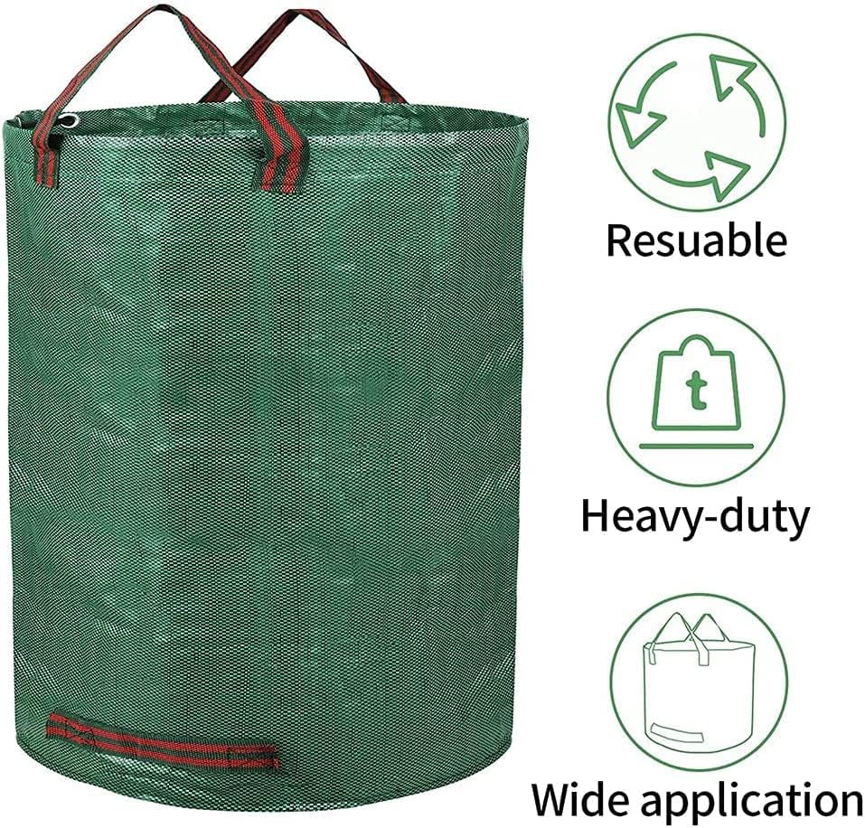 3-Pack 32 Gallon Garden Waste Bag Leaf Bags Reusable Heavy Duty Waste Bags Perfect for Garden, Lawn, Leaf/Leaves, Yard Debris Storage and Garden Accessories