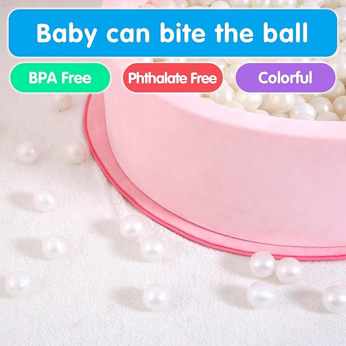 Ball Pit Balls for Kids, Plastic Refill 2.2 Inch Balls, 100 Pack, Bright Colors, Phthalate and BPA Free, Includes a Reusable Storage Bag with Zipper