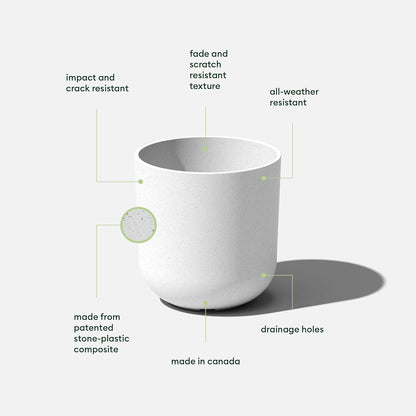 Veradek Mason Series Lima Planter - Round Planter for Indoor or Outdoor Porch/Garden | Made from Plastic-Stone Composite with Drainage Holes | Modern Décor for Succulents, Flowers, Small Plants