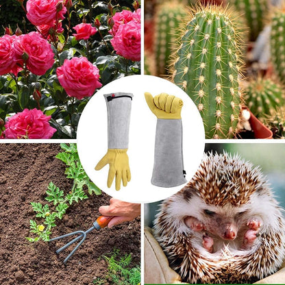 Gardening Gloves for Women/Men, Rose Pruning Thorn-Proof Gloves, with Adjustable Cuff and Durable Goatskin Leather, Comfy Breathable Long Sleeve Work Garden Gauntlet Glove for Yard Work(L)
