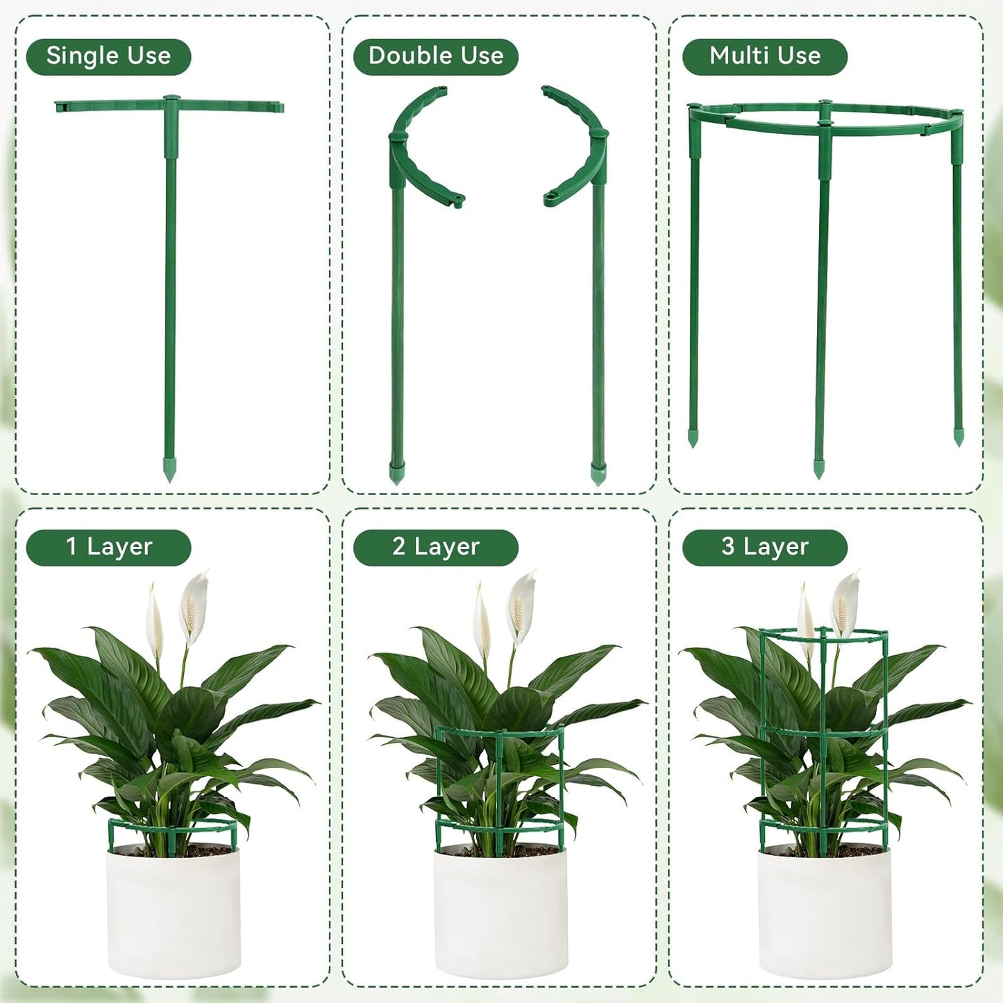 12 Pack Plant Support Stakes, 6.3 x 9.8 Inch Plastic Plant Cage Holders, Half Round Plants Support, Garden Flower Stakes for Indoor Outdoor Climbing Plants Vegetable Flower Pot