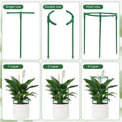 12 Pack Plant Support Stakes, 6.3 x 9.8 Inch Plastic Plant Cage Holders, Half Round Plants Support, Garden Flower Stakes for Indoor Outdoor Climbing Plants Vegetable Flower Pot