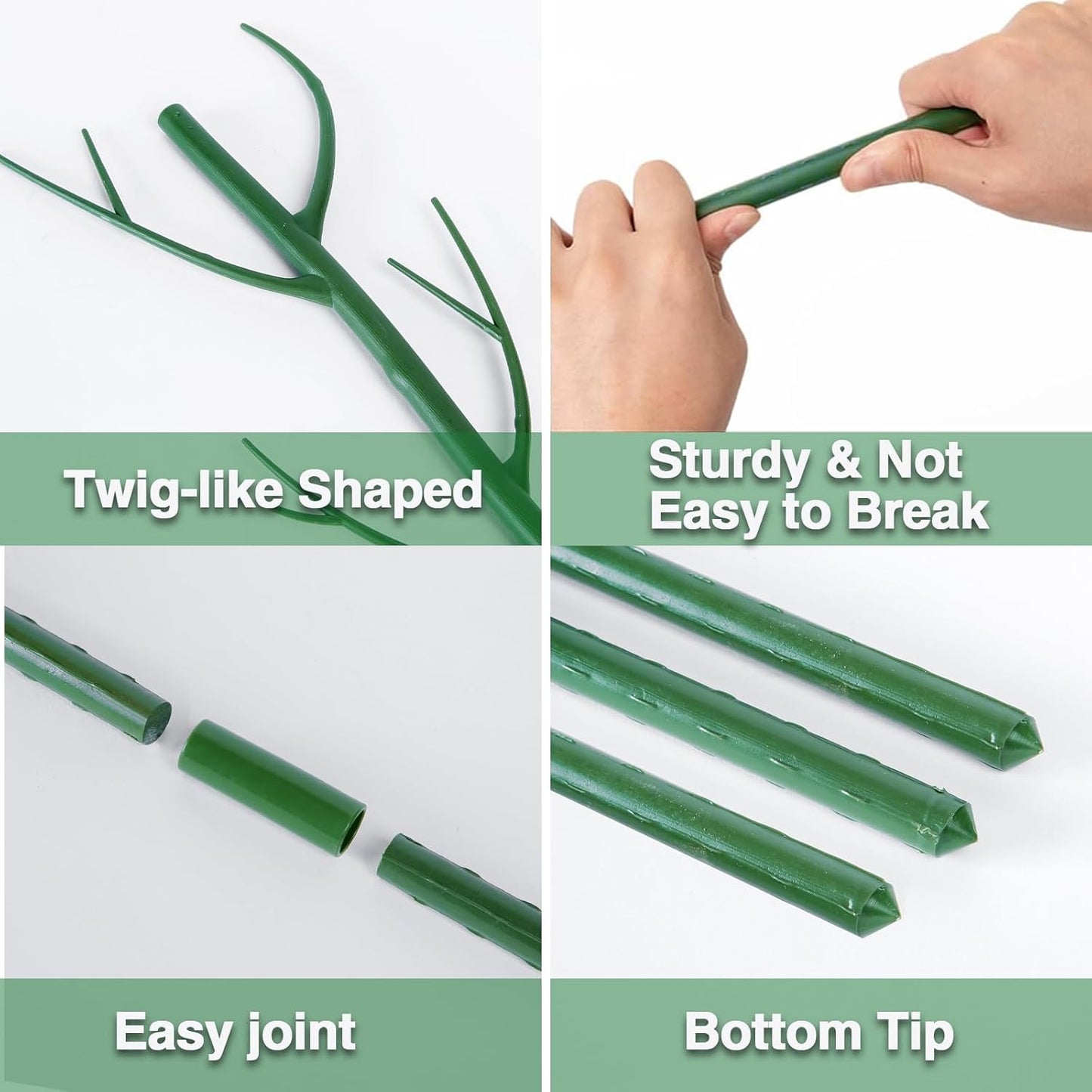 6 Pack Plant Support Plant Stakes for Indoor and Outdoor Plants, 44.8” Plant Sticks with Plant Clips Twist Tiers and Plant Tiers for House Potted Plants, Monstera Plant Support for Climbing Plants