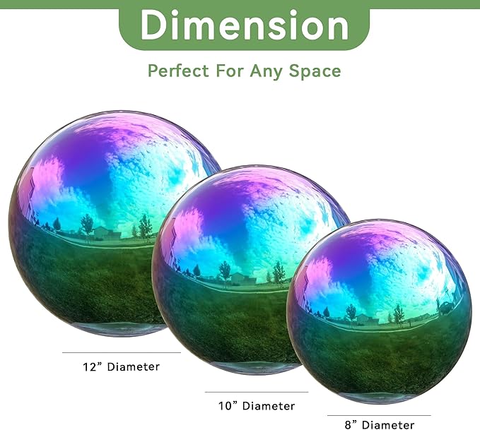 Lily's Home Gazing Globe Mirror Ball in Rainbow Stainless Steel. (8 Inch)