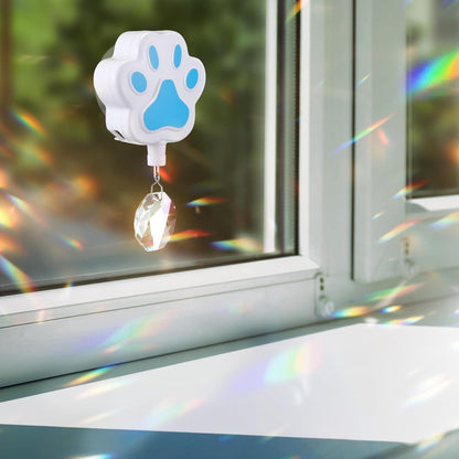 Electric Rotation Crystal Suncatcher, Rechargeable Prism Suncatcher for Pets Fun Home Window Decor, Gifts for Christmas & Birthdays with Two Crystals & Type C Cable