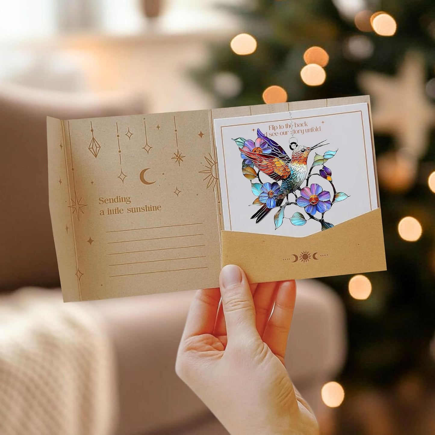 Colorful Hummingbird Acrylic Suncatcher Stained Glass Effect Window Car Hanging Christmas Ornament Indoor Outdoor Decor Garden Sun Catcher Panel for Bird Lover for Women Mom Grandma