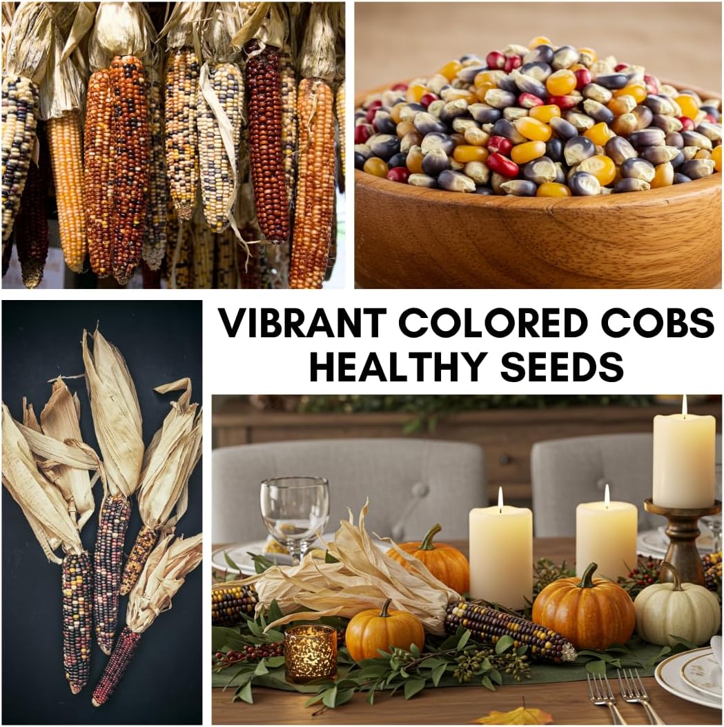 400 Indian Corn Seeds for Planting - Multicolor Ornamental Indian Corn - 400+ Seeds Zea Mays Non GMO Flint Corn Seed