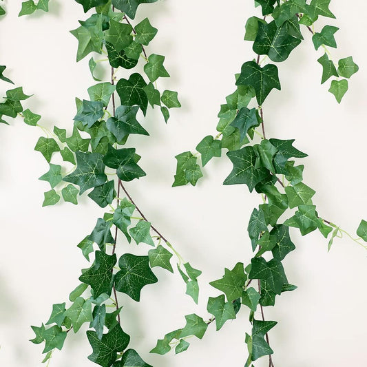 3 Strands Odorless Artificial Ivy Vines Kit, 71" Silk Ivy Garland with Green Leaves, Fake Hanging
