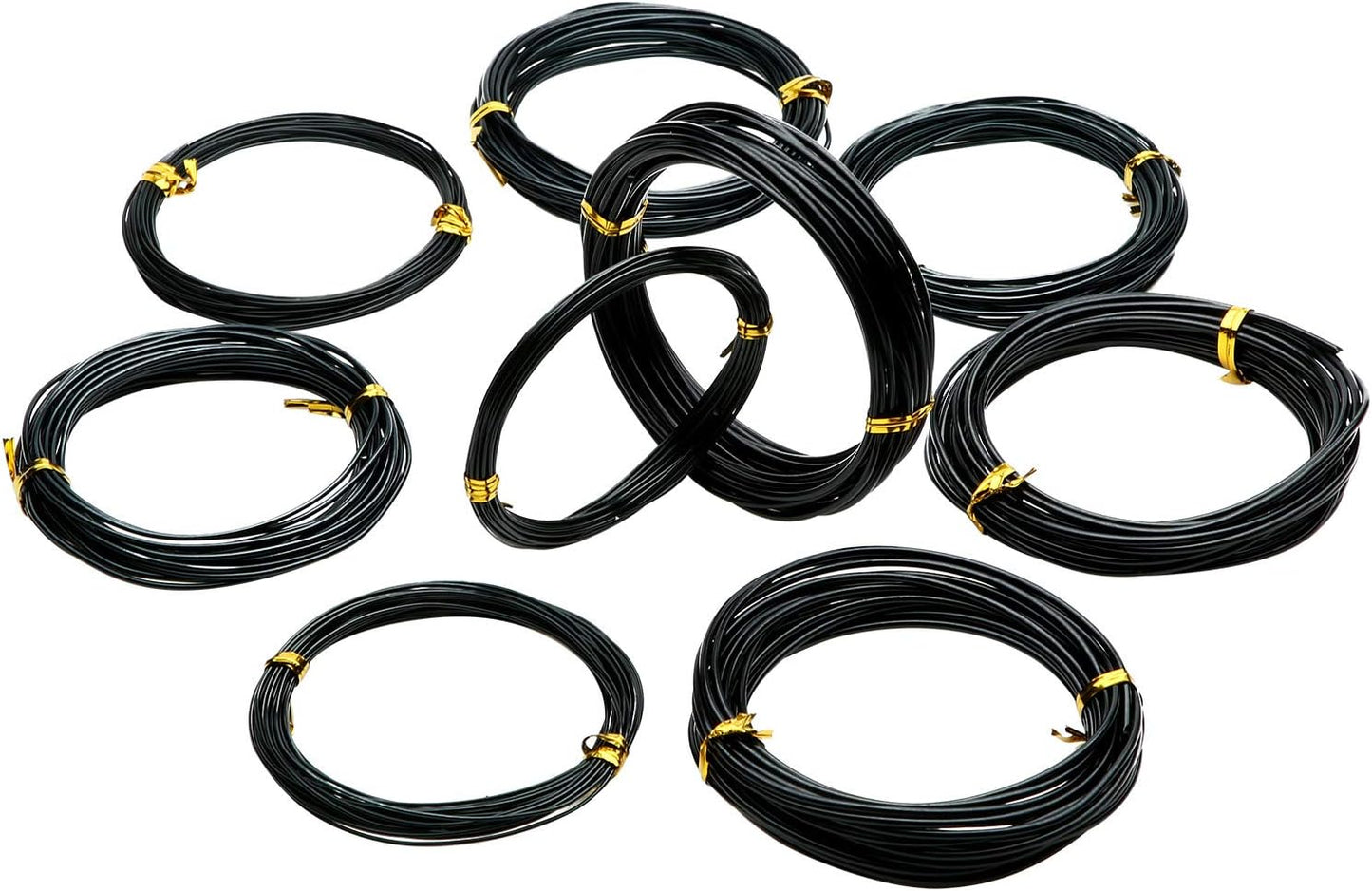 10 Rolls Bonsai Wires Anodized Aluminum Bonsai Training Wire in 5 Sizes - 1.0 mm, 1.5 mm, 2.0 mm, 2.5 mm, 3.0 mm, Total 164 Feet (Black)