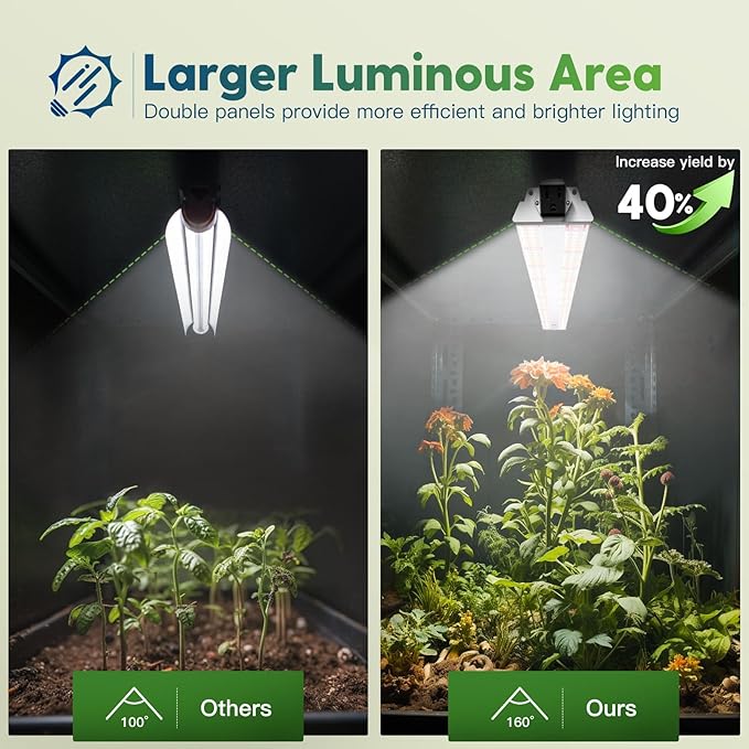 FREELICHT 4 Pack 4ft LED Grow Light with Timer, 60W (350W Equivalent), Sunlike Full Spectrum Integrated Plant Light for Hydroponic Indoor Plant Seedling Veg and Flower, Plug in with 3 Timing Modes