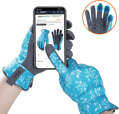 Vgo... Gardening Gloves for Women,Puncture-proof,Thornproof,Safety Work Gloves for Weeding,Digging,Touchscreen,Synthetic Leather(M,Blue,SL7476)