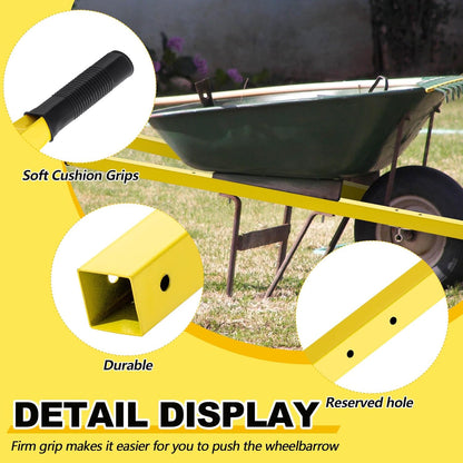 Gisafai 1 Pair Wheelbarrow Replacement Handles Kit 60 Inches Metal Wheelbarrow Handles Heavy Duty Yellow, Easy Install