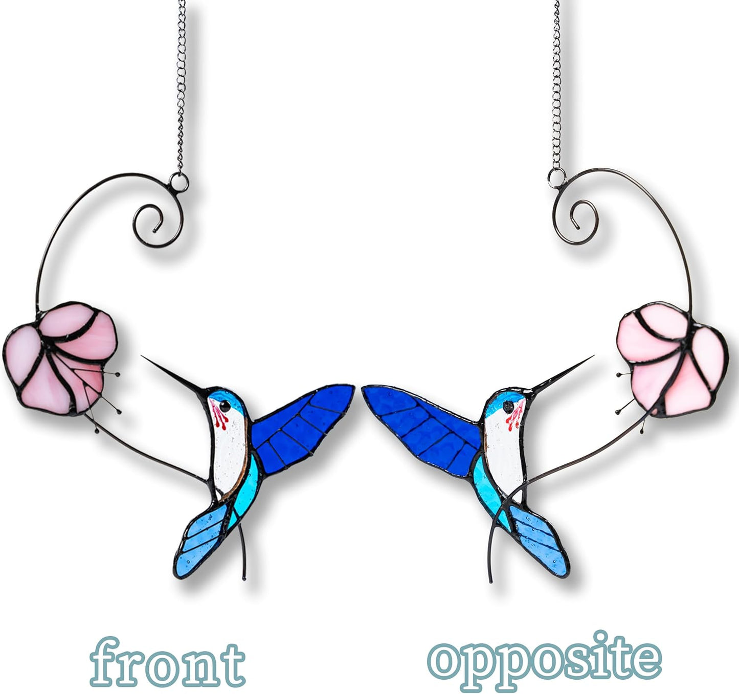 Handmade Hummingbird Stained Glass Suncatcher - Waterproof Outdoor Window & Garden Decor, Unique Gift with Suction Hooks for Home Holidays