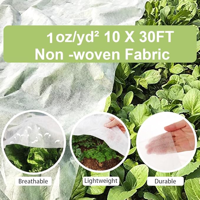 Plant Covers Freeze Protection,10Ft x 30Ft 1.0 oz/yd² Reusable Floating Row Cover, Freeze Protection Plant Blankets for Cold Weather (Support Hoops Not Included)