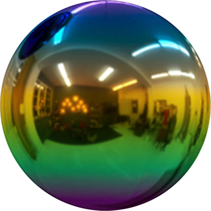 10 inch Diameter Gazing Ball,Rainbow Stainless Steel Polished Reflective Smooth Garden Sphere Globe Mirror,Colorful and Shiny Addition to Any Garden or Home