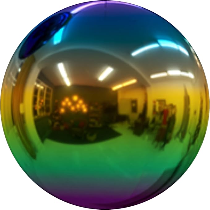 6 inch Diameter Gazing Ball,Rainbow Stainless Steel Polished Reflective Smooth Garden Sphere Globe Mirror,Colorful and Shiny Addition to Any Garden or Home