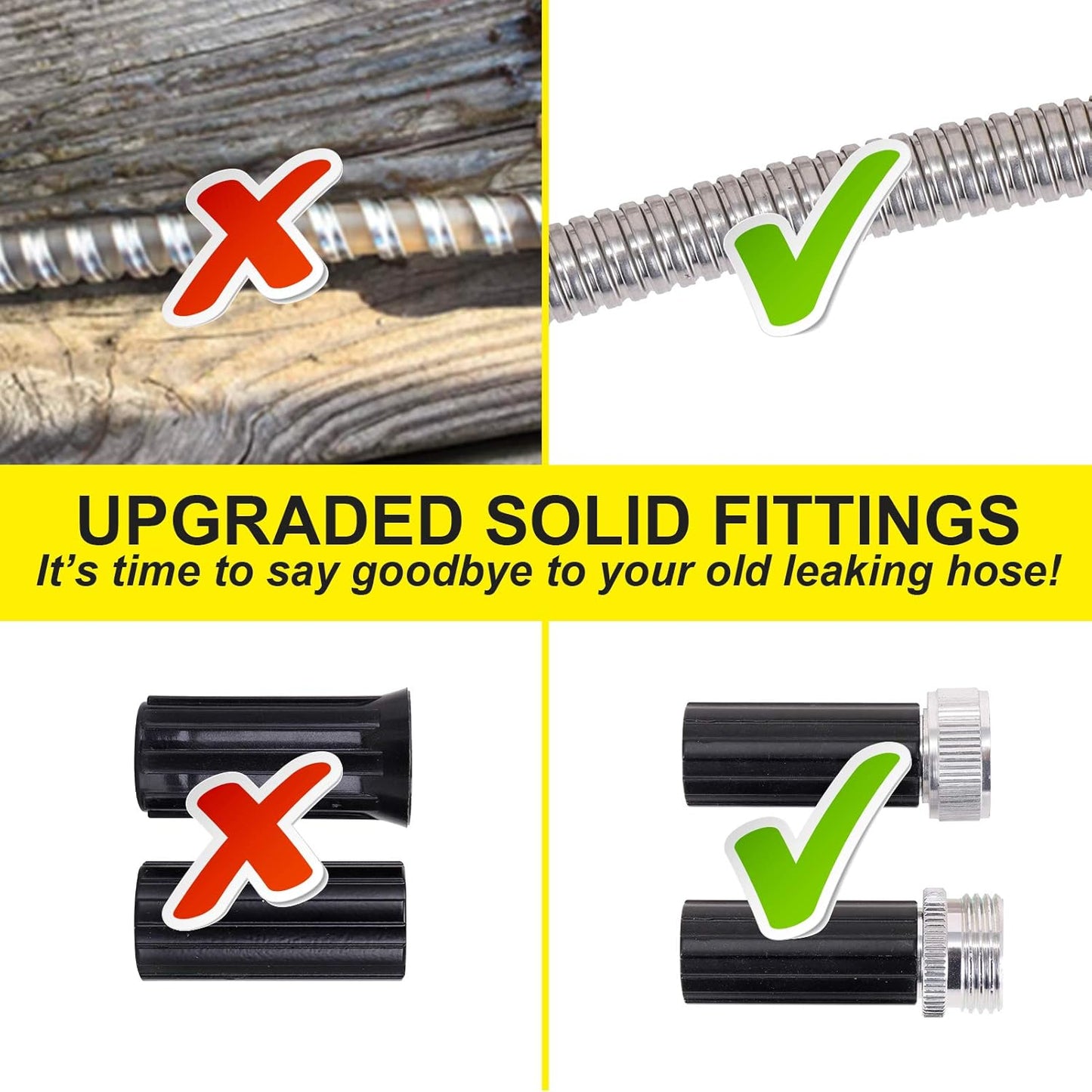 FOXEASE Metal Water Hose 5 ft - Stainless Steel Water Hose with Adjustable Nozzle, Lightweight, Tangle Free & Kink Free, Heavy Duty, High Pressure, Flexible, Dog Proof