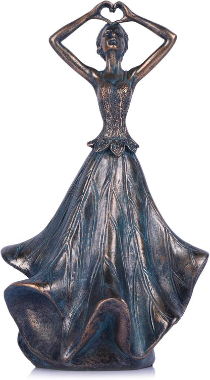 QIANLING 8'' Fairy Statue - Leaf Angel Girls Sculptures Resin Home Decor, Decorations Figurines Gift for Inside or Outside, Bedroom, Office Desktop, Cabinets, Book Shelf or Outdoor Garden Yard