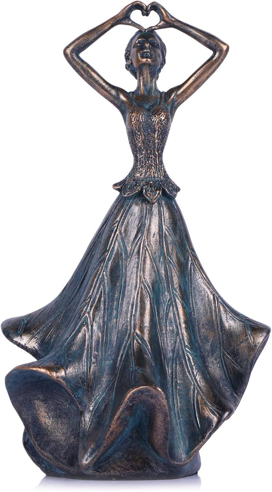 QIANLING 8'' Fairy Statue - Leaf Angel Girls Sculptures Resin Home Decor, Decorations Figurines Gift for Inside or Outside, Bedroom, Office Desktop, Cabinets, Book Shelf or Outdoor Garden Yard